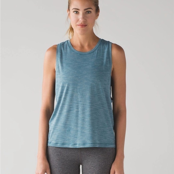 lululemon athletica Tops - Lululemon Cardio Squad Tank II Heather Desert Teal Workout Sleeveless Muscle Top